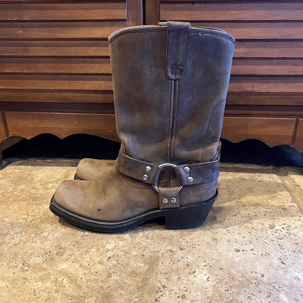 Brown Leather Western biker boots